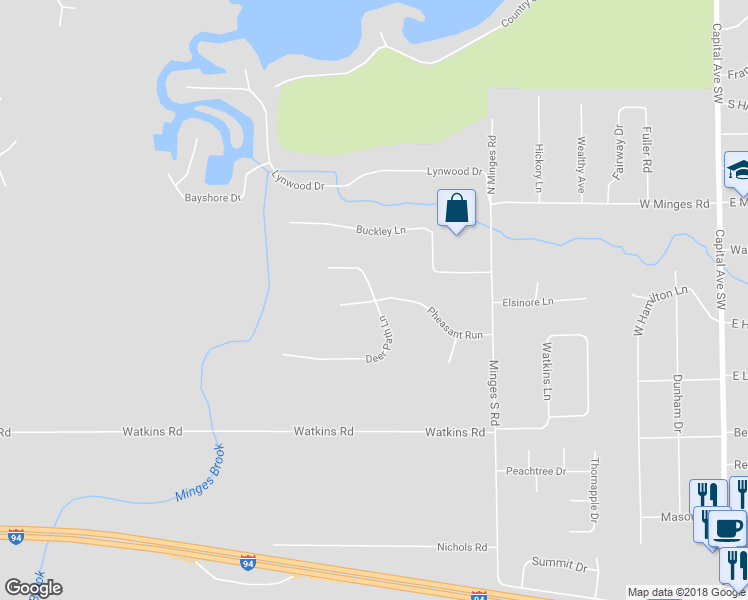 map of restaurants, bars, coffee shops, grocery stores, and more near 150 Pheasant Run in Battle Creek