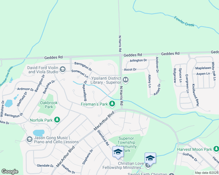 map of restaurants, bars, coffee shops, grocery stores, and more near 1716 Savannah Lane in Superior Charter Township