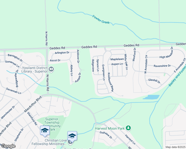 map of restaurants, bars, coffee shops, grocery stores, and more near 1925 Ridgeview in Superior Charter Township