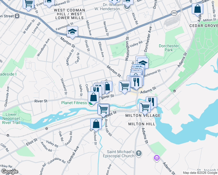 map of restaurants, bars, coffee shops, grocery stores, and more near 48 Old Morton Street in Boston