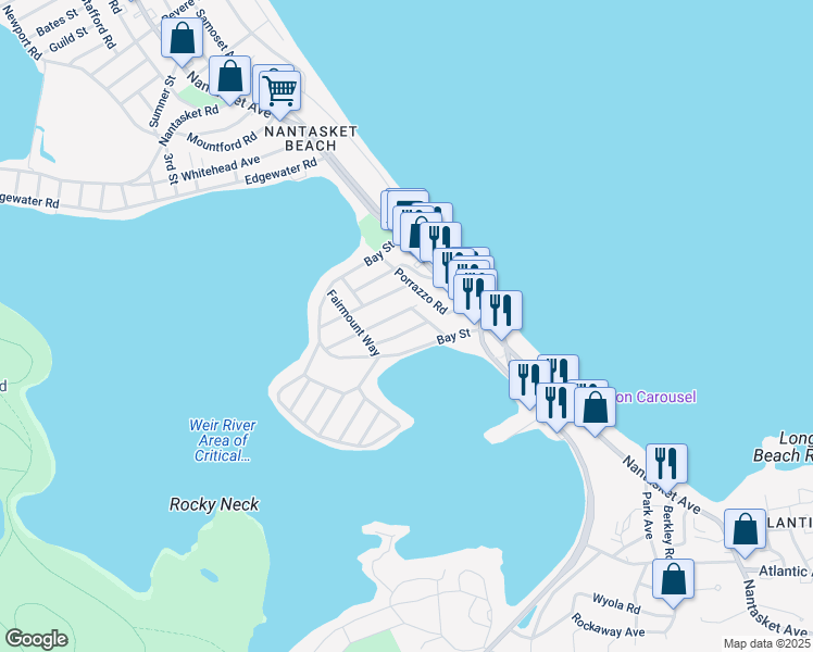 map of restaurants, bars, coffee shops, grocery stores, and more near 34 Roosevelt Avenue in Hull