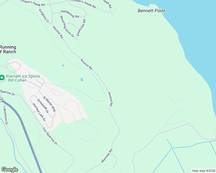map of restaurants, bars, coffee shops, grocery stores, and more near 9626 Kestrel Road in Klamath Falls
