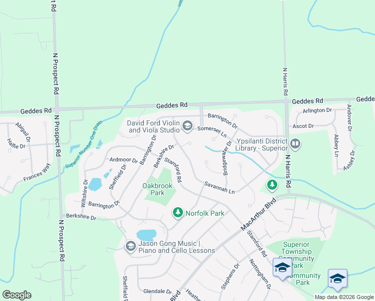 map of restaurants, bars, coffee shops, grocery stores, and more near 1930 Savannah Lane in Superior Charter Township