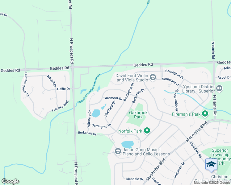 map of restaurants, bars, coffee shops, grocery stores, and more near 8372 Stamford Road in Superior Charter Township
