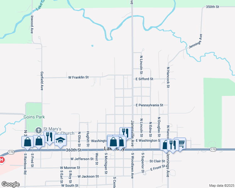 map of restaurants, bars, coffee shops, grocery stores, and more near 715 North Center Street in Lake City