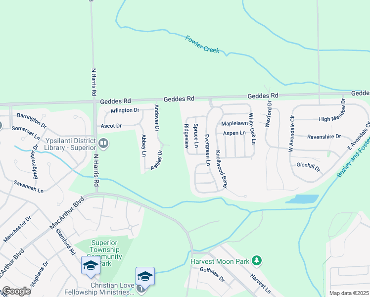 map of restaurants, bars, coffee shops, grocery stores, and more near 1925 Ridgeview in Superior Charter Township