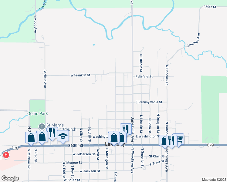 map of restaurants, bars, coffee shops, grocery stores, and more near 715 North Center Street in Lake City