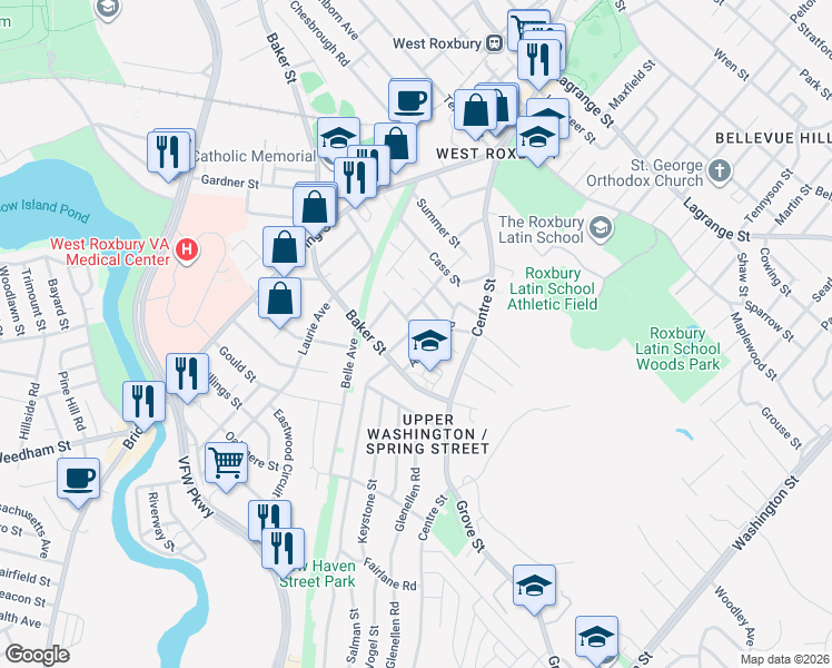 map of restaurants, bars, coffee shops, grocery stores, and more near 29 Johnson Street in Boston