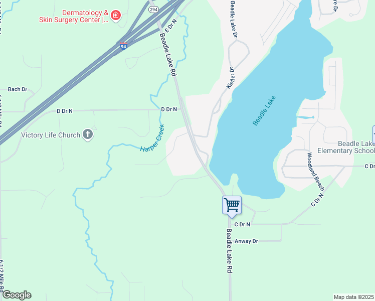 map of restaurants, bars, coffee shops, grocery stores, and more near 13853 Beadle Lake Road in Battle Creek