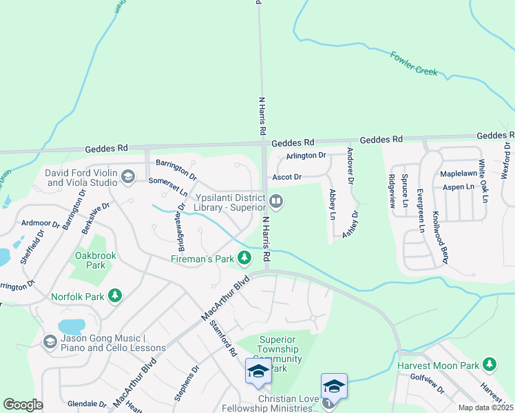 map of restaurants, bars, coffee shops, grocery stores, and more near 1716 Savannah Lane in Superior Charter Township