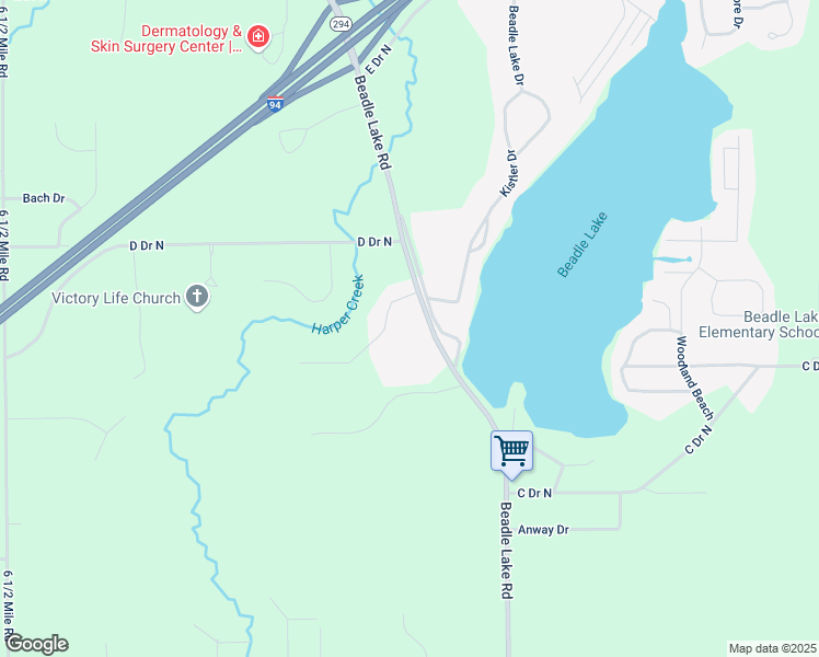 map of restaurants, bars, coffee shops, grocery stores, and more near 13853 Beadle Lake Road in Battle Creek