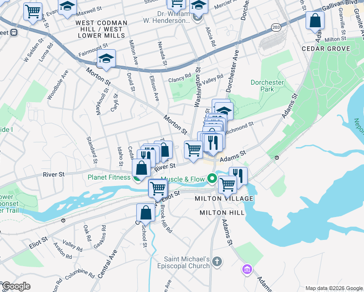 map of restaurants, bars, coffee shops, grocery stores, and more near 48 Old Morton Street in Boston
