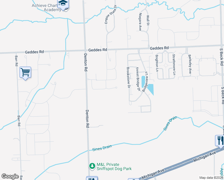 map of restaurants, bars, coffee shops, grocery stores, and more near 49179 Merriweather Court in Canton