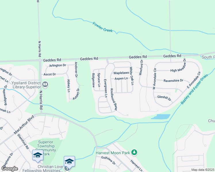 map of restaurants, bars, coffee shops, grocery stores, and more near 1866 Ridgeview in Superior Charter Township