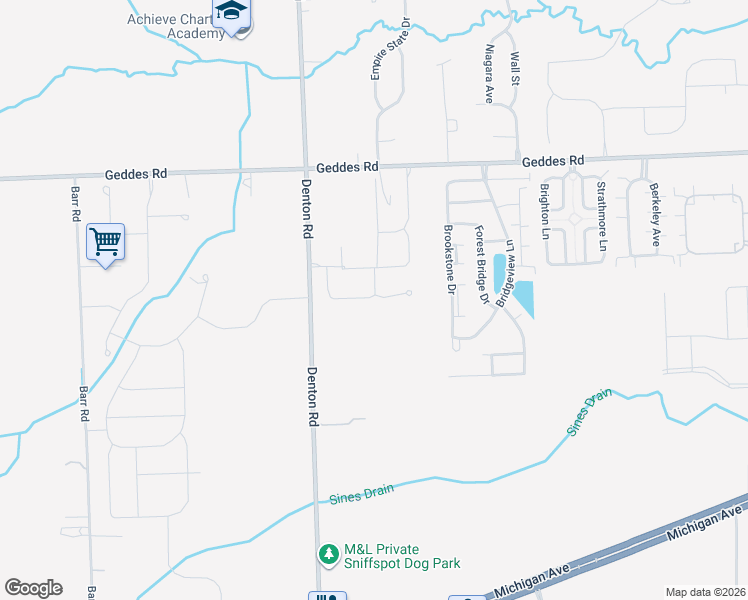 map of restaurants, bars, coffee shops, grocery stores, and more near 49179 Merriweather Court in Wayne County