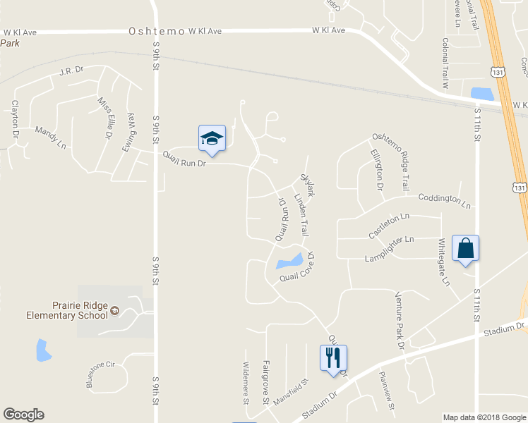 map of restaurants, bars, coffee shops, grocery stores, and more near 6186 Tanager Court in Kalamazoo