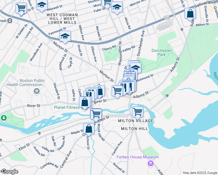 map of restaurants, bars, coffee shops, grocery stores, and more near 48 Old Morton Street in Boston