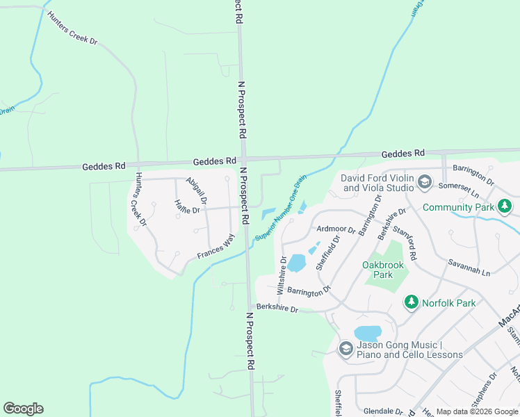 map of restaurants, bars, coffee shops, grocery stores, and more near 1946 Frances Way in Superior Charter Township