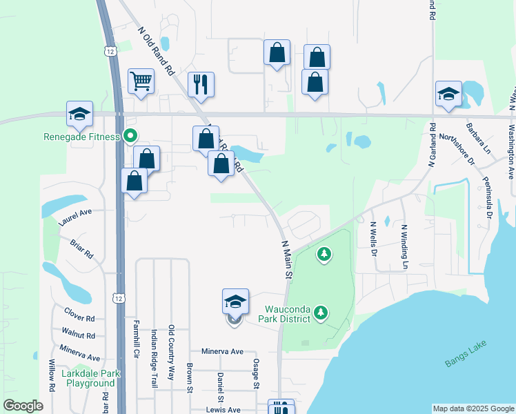 map of restaurants, bars, coffee shops, grocery stores, and more near 240 Regency Court in Wauconda