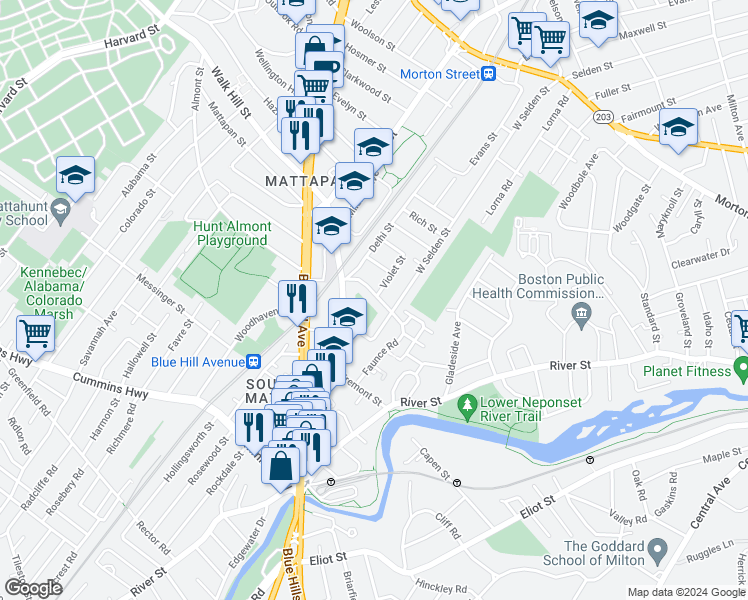 map of restaurants, bars, coffee shops, grocery stores, and more near 17 Crossman Street in Boston