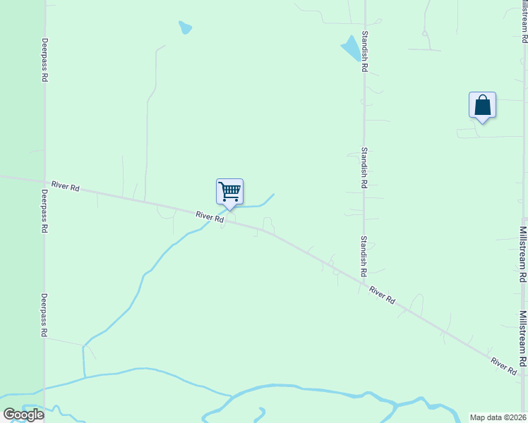 map of restaurants, bars, coffee shops, grocery stores, and more near 19404 River Road in Marengo