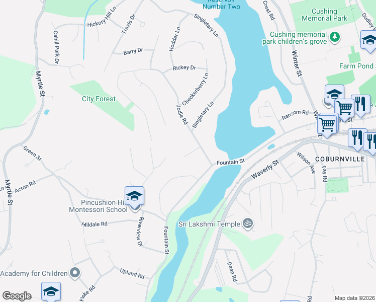 map of restaurants, bars, coffee shops, grocery stores, and more near 6 Pavia Place in Framingham