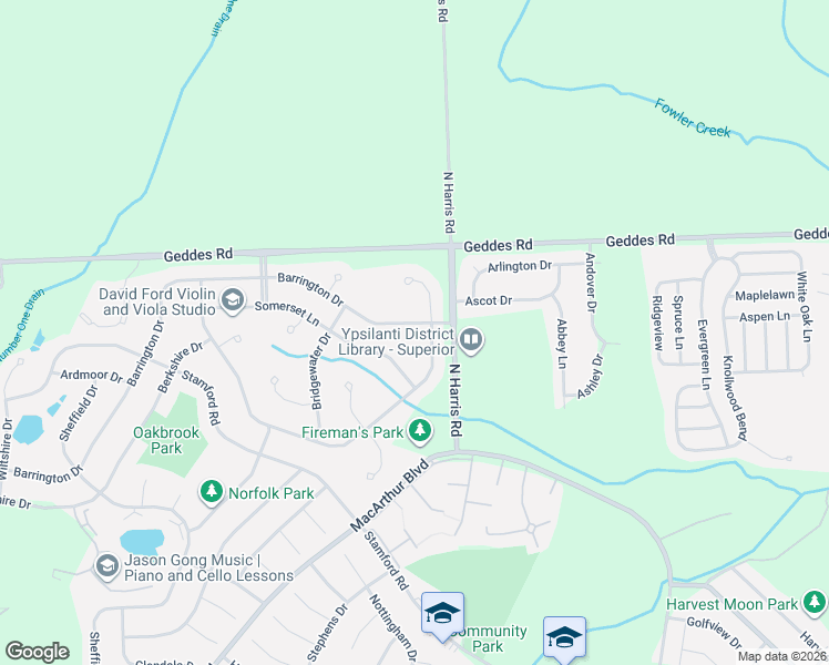 map of restaurants, bars, coffee shops, grocery stores, and more near 1716 Savannah Lane in Superior Charter Township