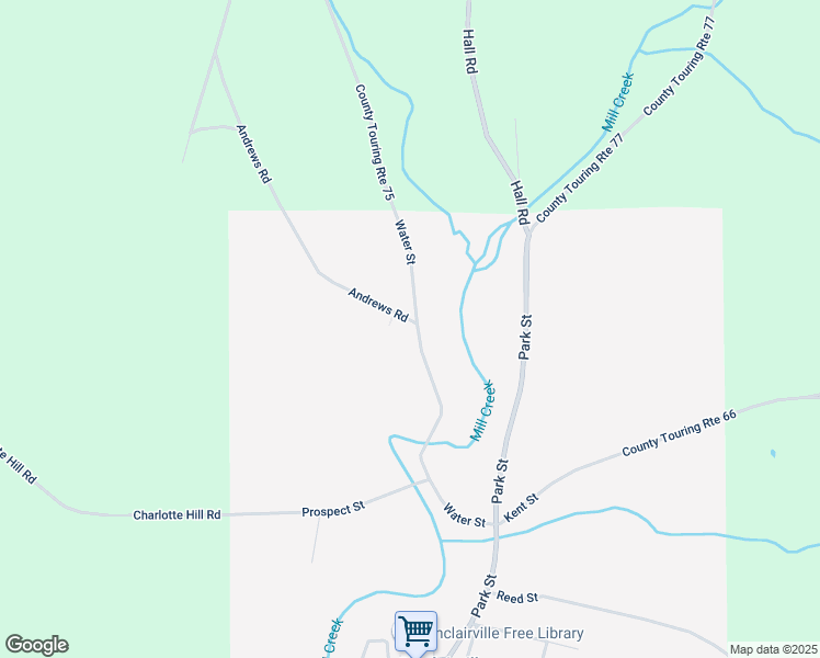 map of restaurants, bars, coffee shops, grocery stores, and more near 57 Water Street in Sinclairville