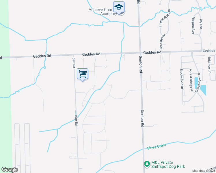 map of restaurants, bars, coffee shops, grocery stores, and more near 49997 Alden in Canton