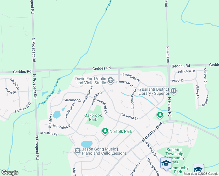 map of restaurants, bars, coffee shops, grocery stores, and more near 1930 Savannah Lane in Superior Charter Township
