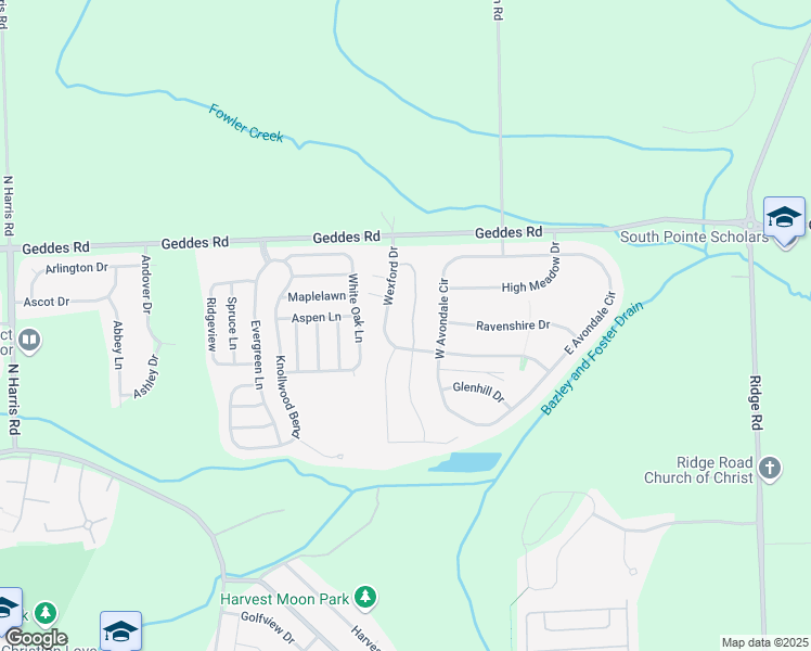 map of restaurants, bars, coffee shops, grocery stores, and more near 1862 Wexford Drive in Superior Charter Township