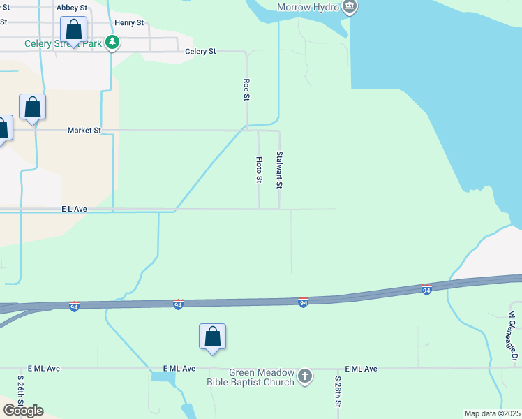 map of restaurants, bars, coffee shops, grocery stores, and more near 6757 L Avenue East in Kalamazoo