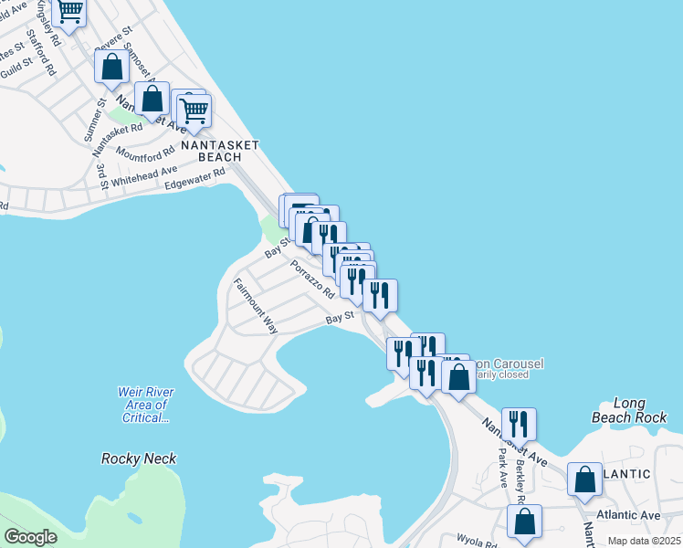 map of restaurants, bars, coffee shops, grocery stores, and more near 45A Hull Shore Drive in Hull