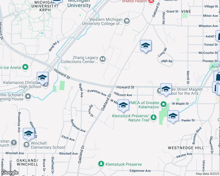 map of restaurants, bars, coffee shops, grocery stores, and more near in Kalamazoo