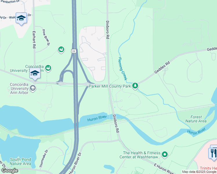 map of restaurants, bars, coffee shops, grocery stores, and more near 334 North Dixboro Road in Ann Arbor