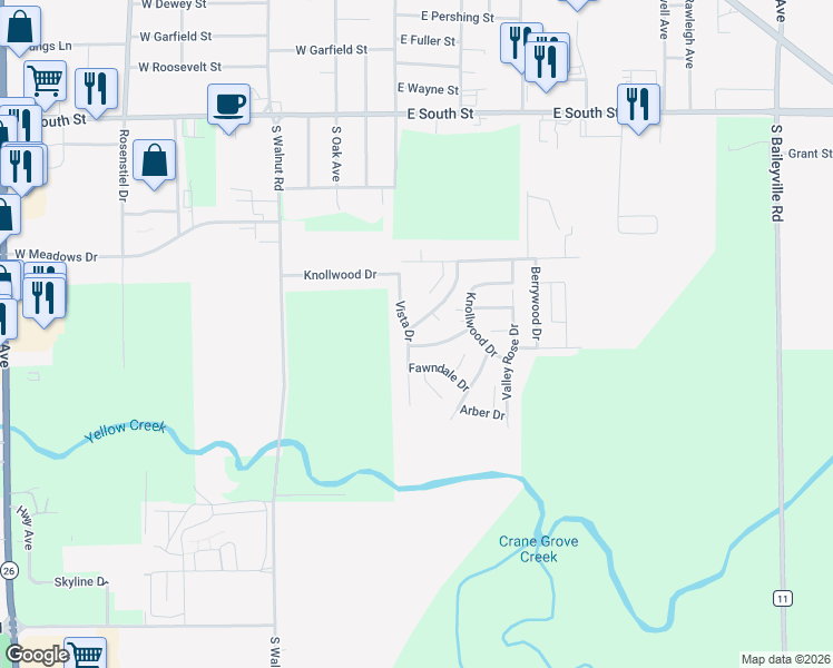 map of restaurants, bars, coffee shops, grocery stores, and more near 101 Tanglewood Drive in Freeport