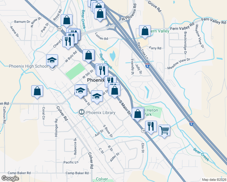 map of restaurants, bars, coffee shops, grocery stores, and more near 110 Main Street in Phoenix
