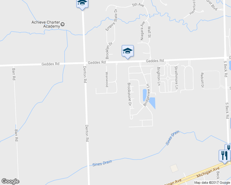 map of restaurants, bars, coffee shops, grocery stores, and more near 49384 Hawksburry Road in Canton