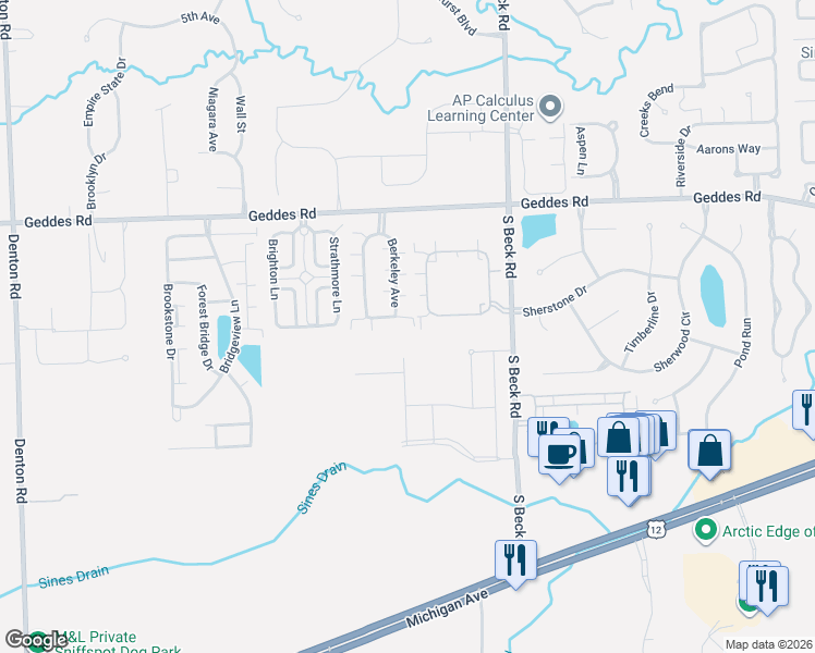 map of restaurants, bars, coffee shops, grocery stores, and more near 4203 Berkeley Avenue in Canton