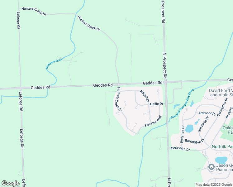 map of restaurants, bars, coffee shops, grocery stores, and more near 1989 Hunters Creek Drive in Superior charter Township