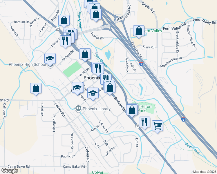 map of restaurants, bars, coffee shops, grocery stores, and more near 110 Main Street in Phoenix