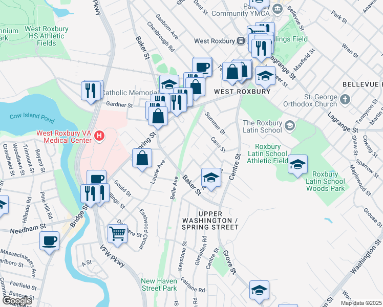 map of restaurants, bars, coffee shops, grocery stores, and more near 63 Johnson Street in Boston