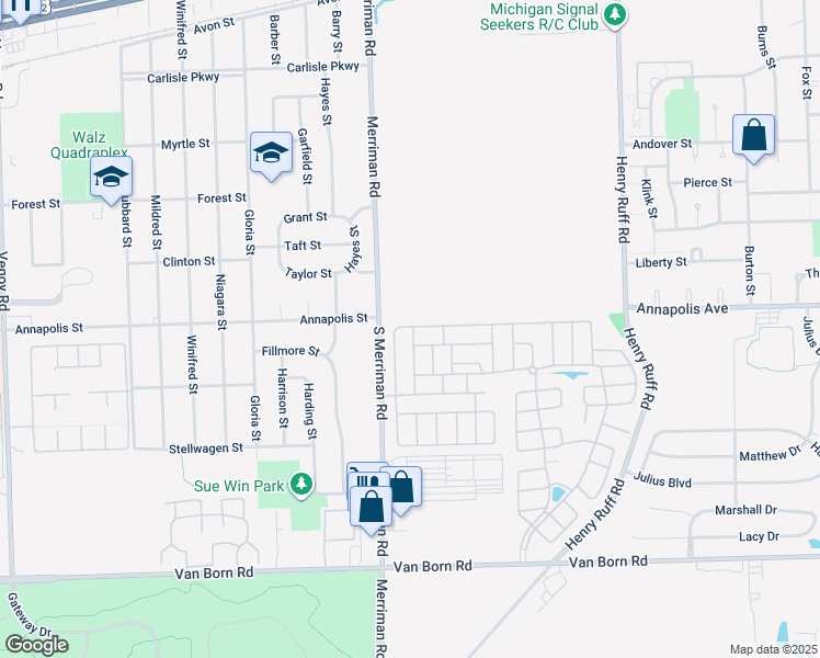 map of restaurants, bars, coffee shops, grocery stores, and more near 657-699 Apple Street in Westland