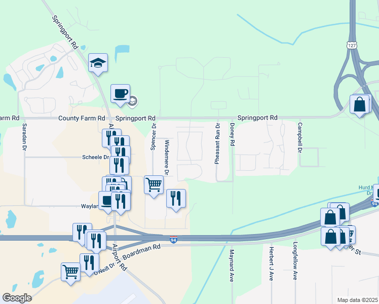 map of restaurants, bars, coffee shops, grocery stores, and more near 2735 Granada Drive in Jackson
