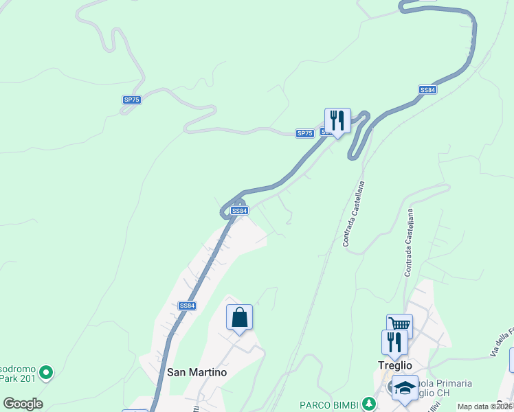 map of restaurants, bars, coffee shops, grocery stores, and more near 110 Contrada San Martino in Provincia di Chieti