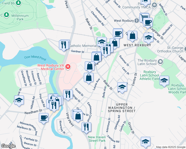 map of restaurants, bars, coffee shops, grocery stores, and more near 14 Cypress Street in Boston