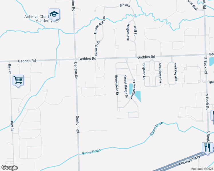 map of restaurants, bars, coffee shops, grocery stores, and more near 49060 Hawksburry Road in Canton