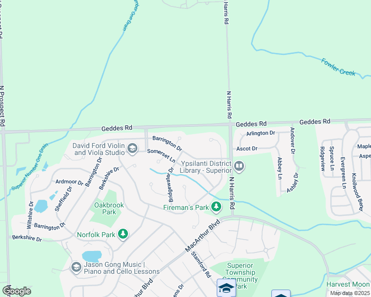 map of restaurants, bars, coffee shops, grocery stores, and more near 8741 Barrington Drive in Ypsilanti