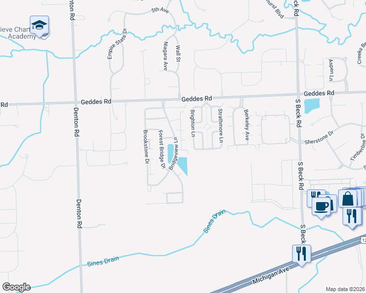 map of restaurants, bars, coffee shops, grocery stores, and more near 4191 Cornerstone Drive in Canton