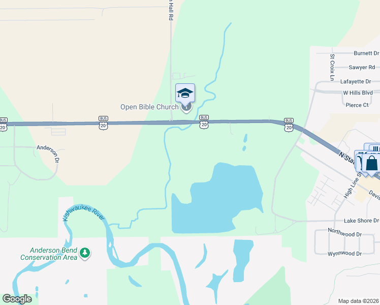 map of restaurants, bars, coffee shops, grocery stores, and more near 3111 U.S. 20 Business in Belvidere